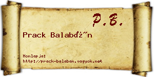 Prack Balabán névjegykártya